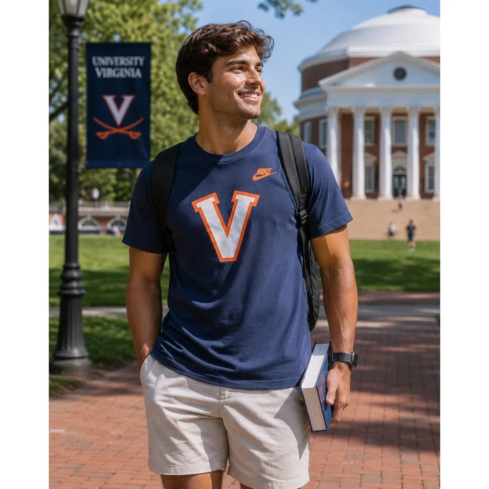 NWT Nike University of Virginia Cavaliers T-Shirt Men's Large Blue UVA Graphic